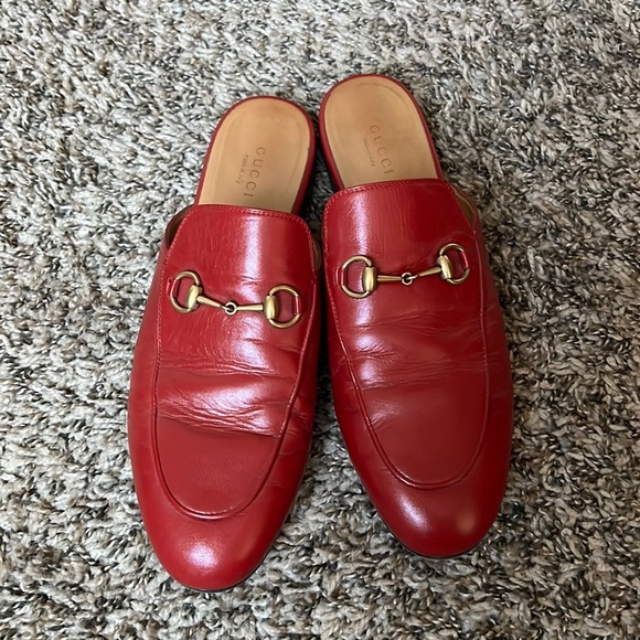 Gucci Red Leather Princetown Mules - Picture 1 of 5